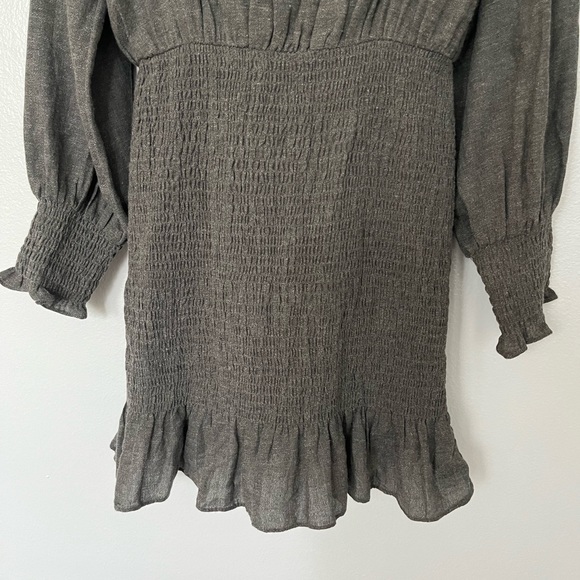 NWOT Zara Smocked Mini Dress Anthracite Gray Size M - Picture 5 of 8